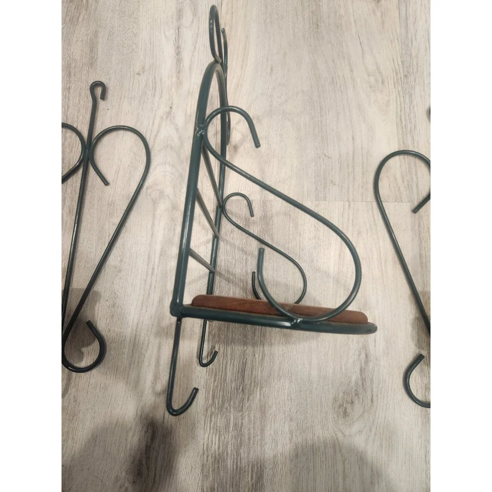 Vintage Home Interiors‎ Shelf Green Wire & Wood & 2 Matching Candle Wall Sconces